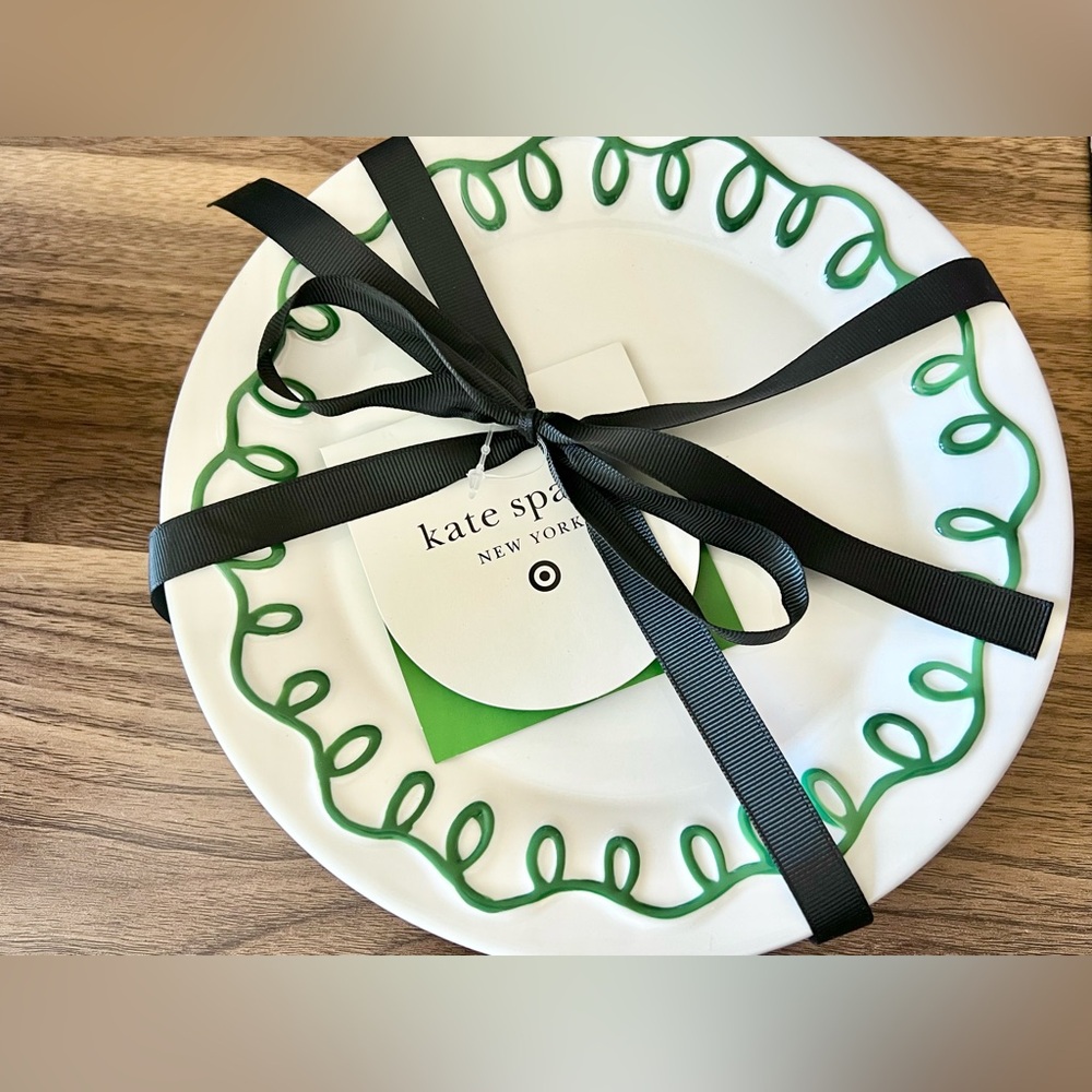 Kate Spade New York x Target White & Green ceramic Cake stand & plates set - Picture 5 of 7